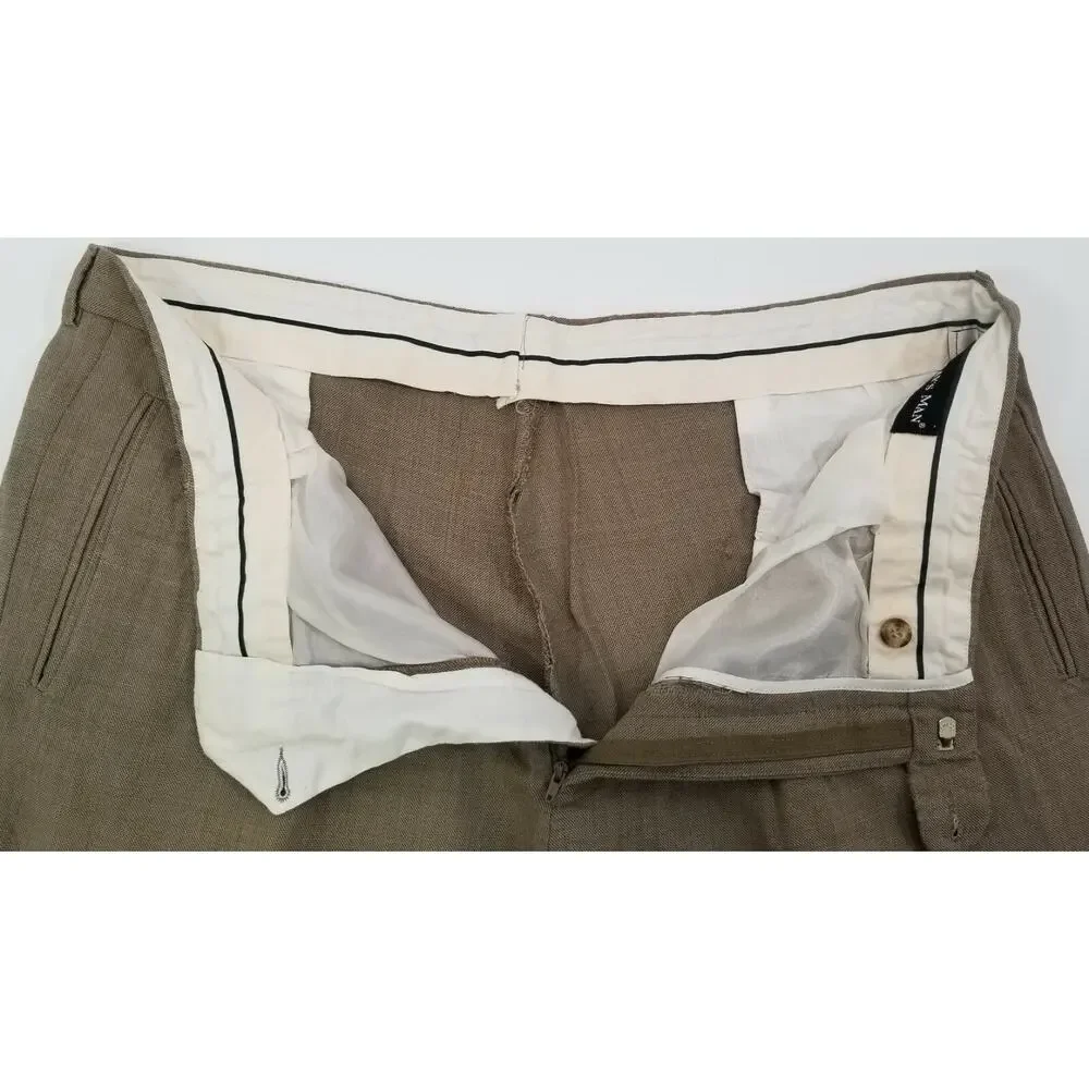 II) Today's Man Fierte Italy Costume Stage Prop Vintage Look Taupe Dress Pants